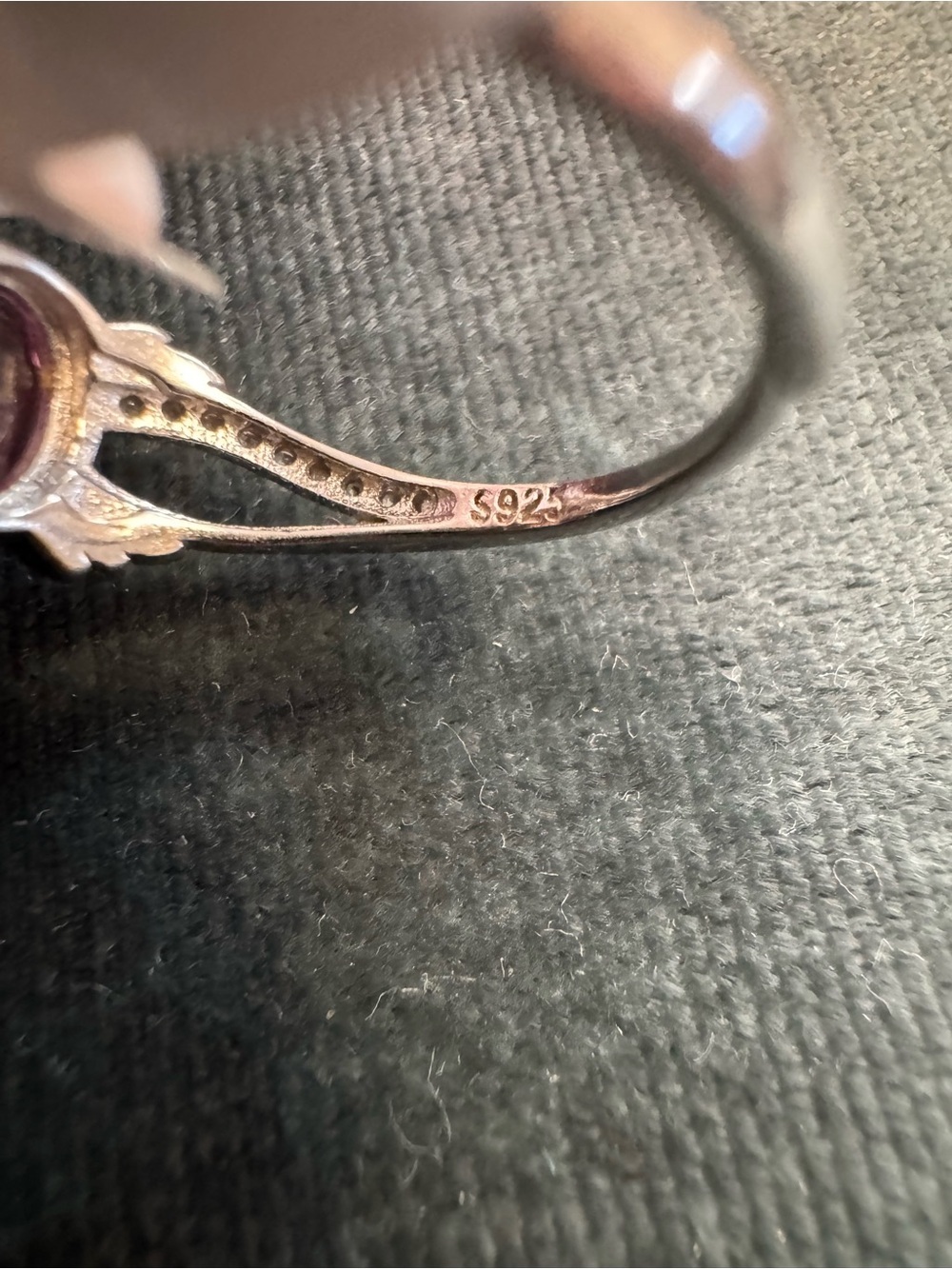 925 silver pink topaz oval ring cz adjustable size 5-10 - Picture 5 of 7